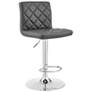 Duval Adjustable Swivel Barstool in Chrome Finish with Gray Faux Leather