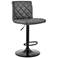 Duval Adjustable Swivel Barstool in Matte Black Finish, Gray Faux Leather
