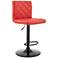 Duval Adjustable Swivel Barstool in Matte Black Finish, Red Faux Leather