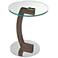 Duval Clear Glass Top and Walnut Round Side Table