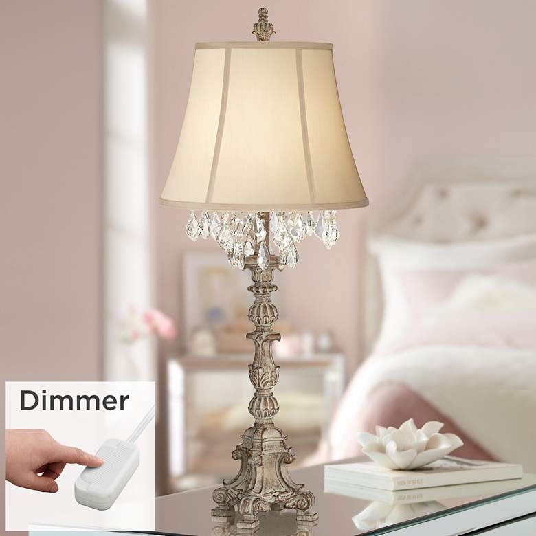 Duval French Crystal Candlestick Lamp with Table Top Dimmer