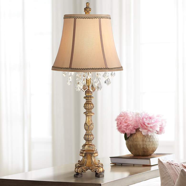 Image 1 Duval Gold Crystal Table Lamp with Twist Scroll Trim