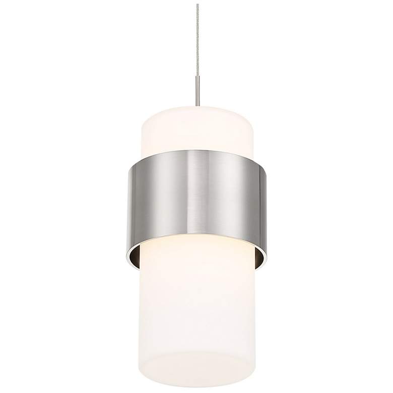 Image 2 dweLED Banded 5"W Brushed Nickel and White LED Mini Pendant