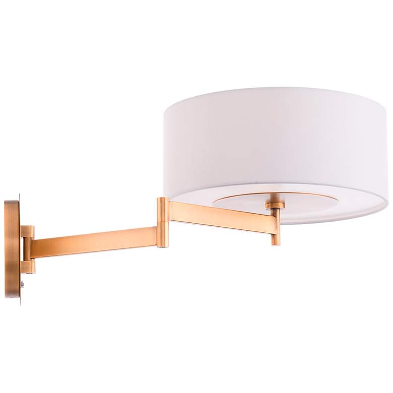 Image 3 dweLED Chelsea 10.6" High Aged Brass LED Modern Swing Arm Wall Light more views