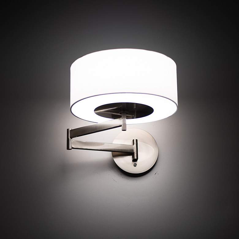 Image 4 dweLED Chelsea Brushed Nickel LED Swing Arm Wall Lamp more views