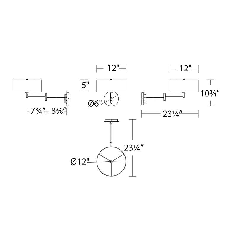 Image 6 dweLED Chelsea Brushed Nickel LED Swing Arm Wall Lamp more views