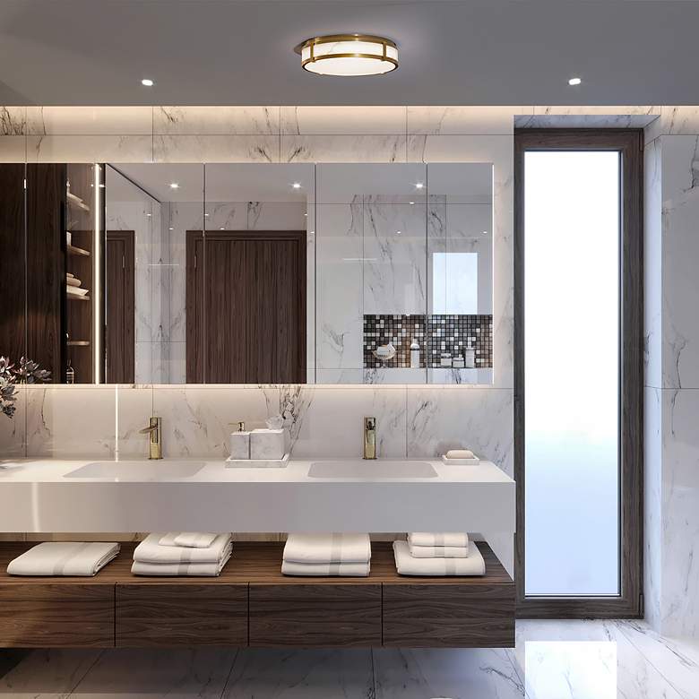 Image 6 dweLED Constantine 14" Wide Aged Brass LED Ceiling Light more views