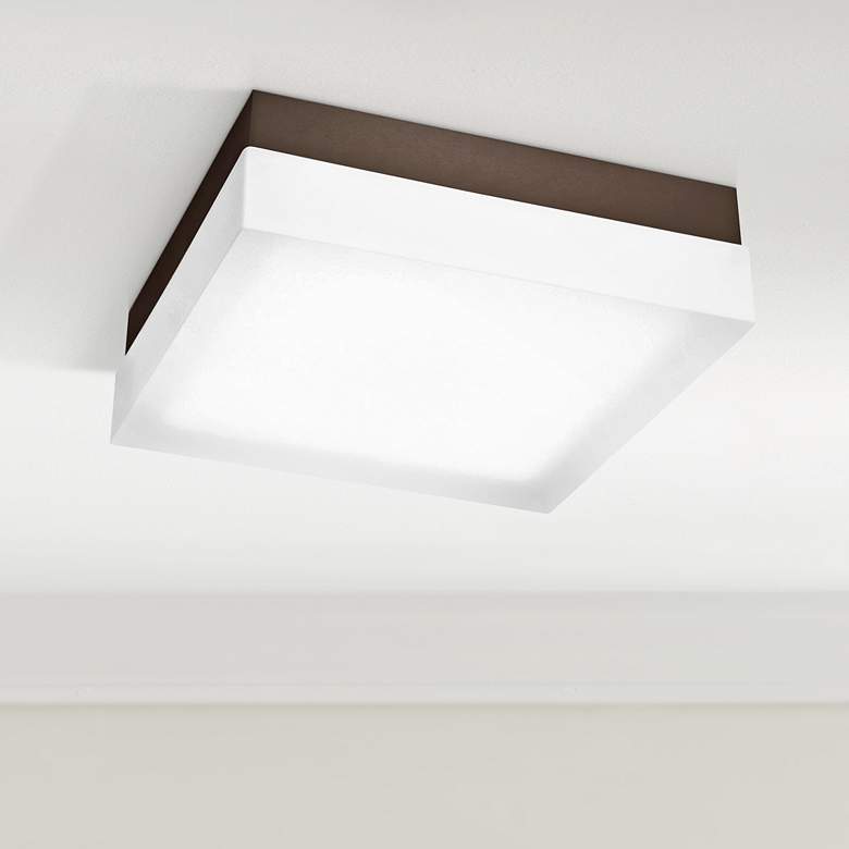 Image 1 dweLED Dice 9" Wide Bronze Square LED Ceiling Light