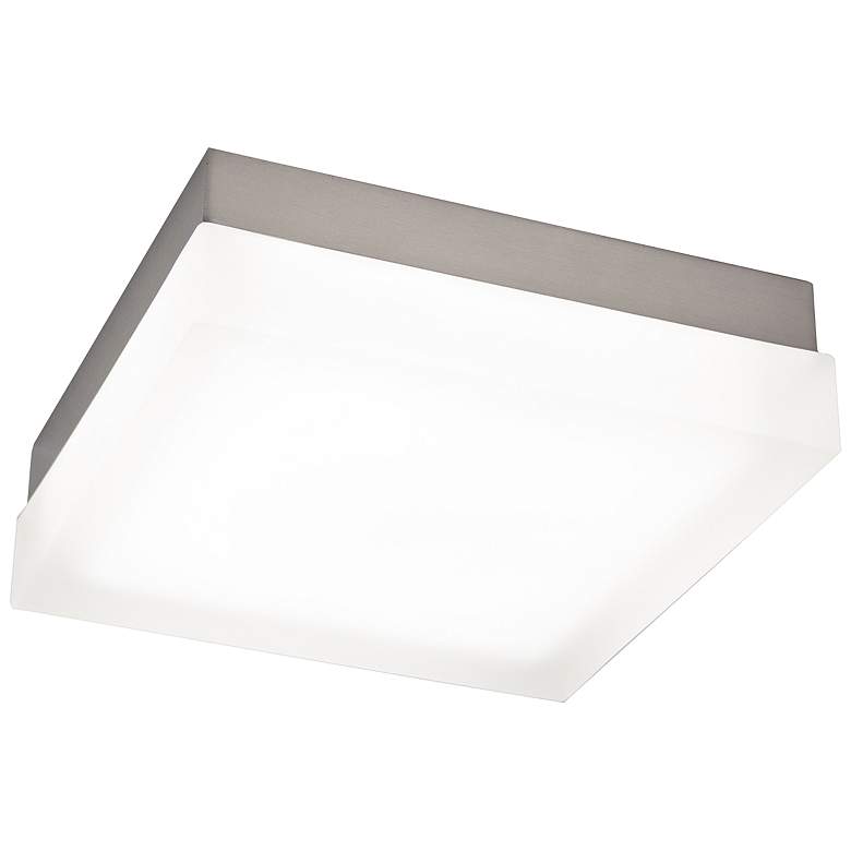 Image 1 dweLED Dice 9 inch Wide Brushed Nickel Square LED Ceiling Light