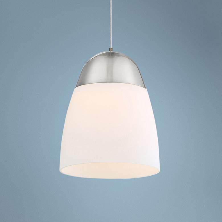 Image 1 dweLED Dimple 7"W Brushed Nickel and White LED Mini Pendant