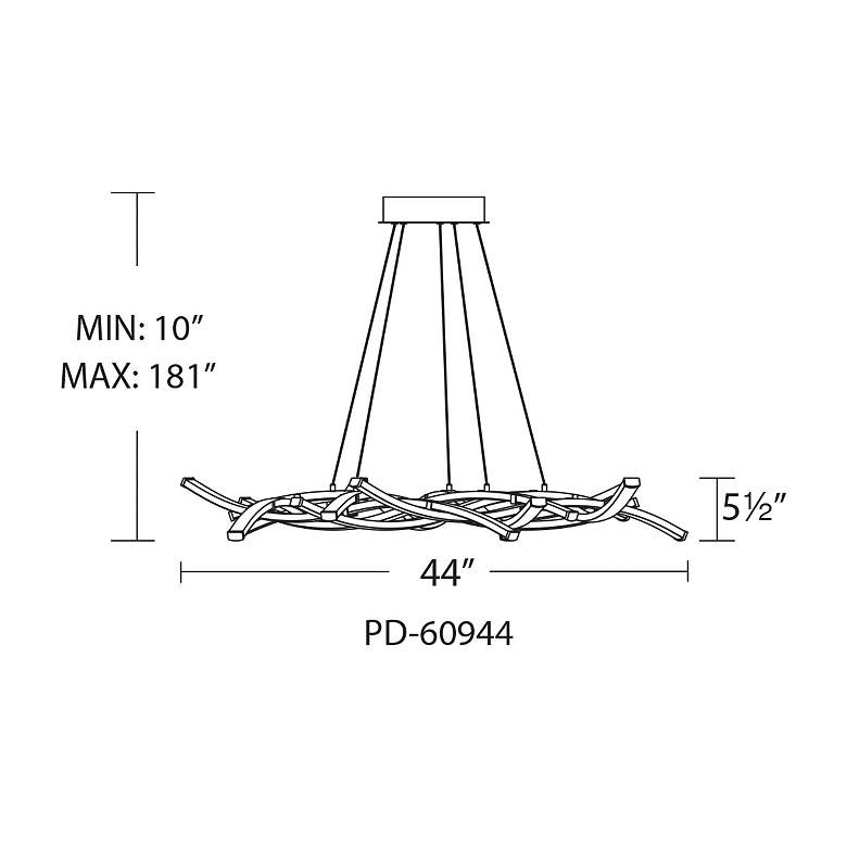 Image 3 dweLED Divergence 43 3/4" 9-Light Linear Rods Modern LED Chandelier more views