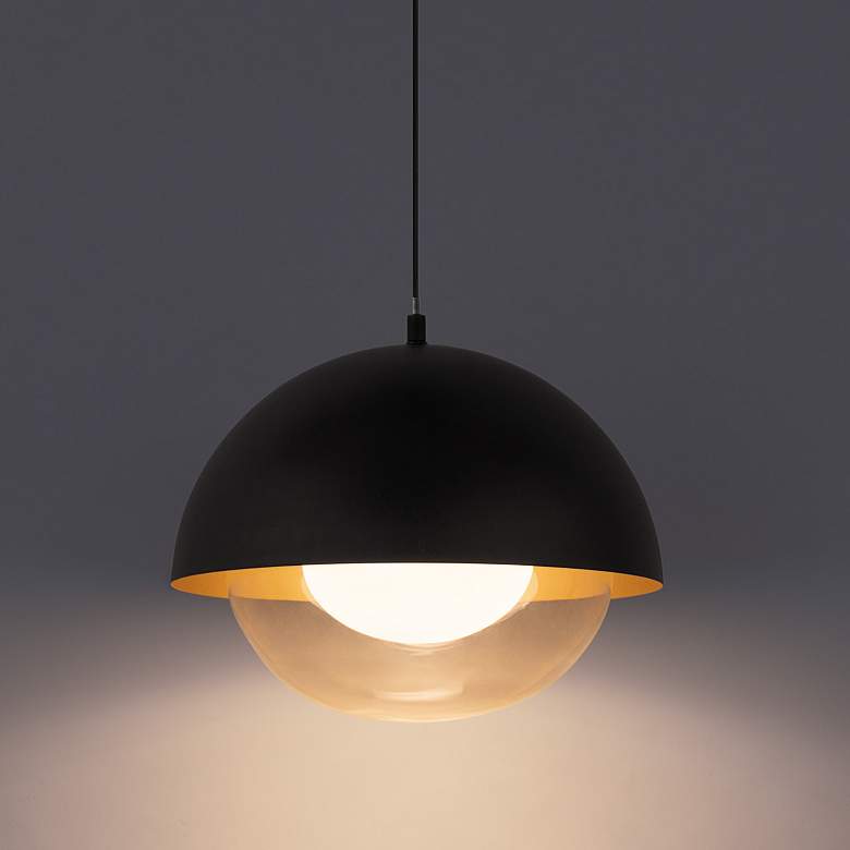 Image 1 DweLED Dome 10" Wide Black LED Mini Pendant