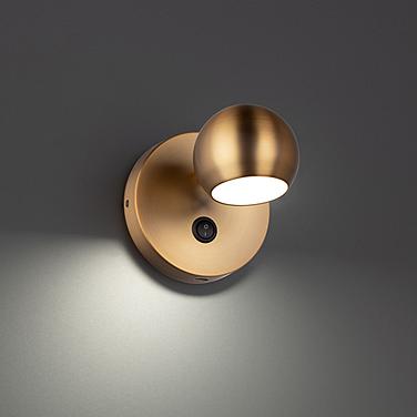 DweLED Duplex Aged Brass LED Wall Lamp with USB Port