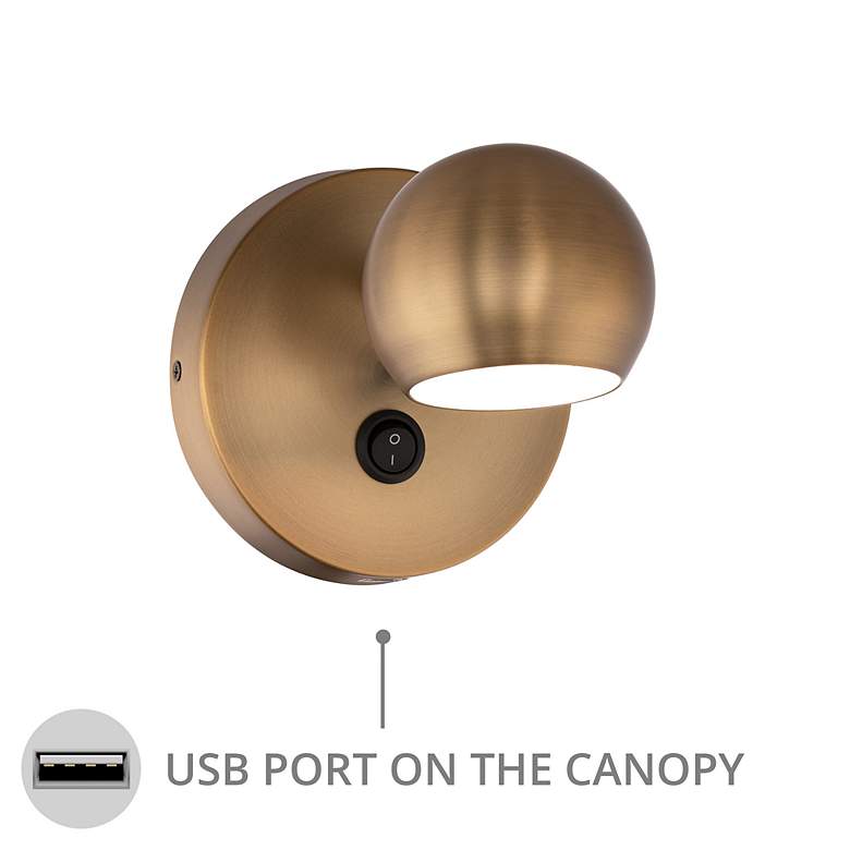 Image 4 DweLED Duplex Aged Brass LED Wall Lamp with USB Port more views