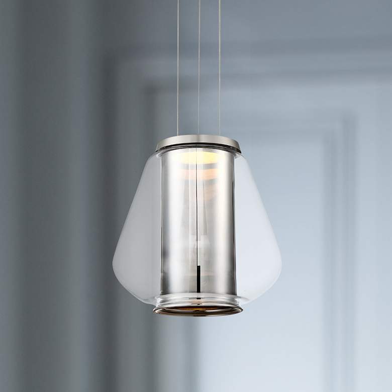 Image 1 dweLED Dynamo 13" Wide Chrome Insert LED Pendant Light
