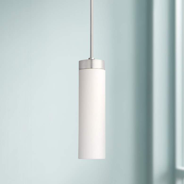 Image 1 dweLED Elementum 4 1/2" Wide Satin Nickel LED Mini Pendant