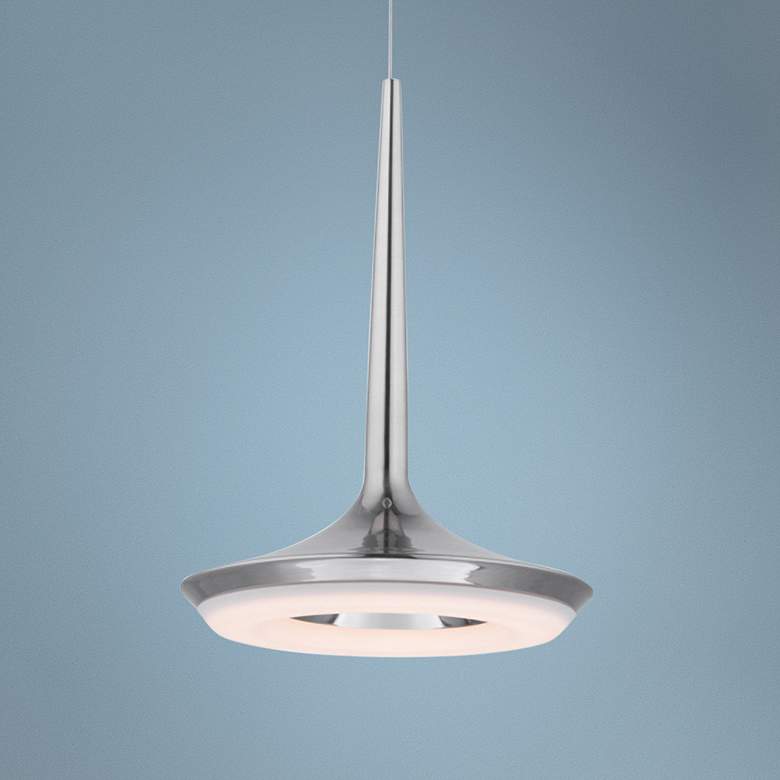 Image 1 dweLED Enterprise 8 1/4 inch Wide Satin Nickel LED Mini Pendant