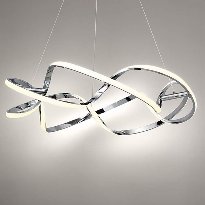 Image 1 dweLED Interlace 28" Wide Chrome LED Pendant Light