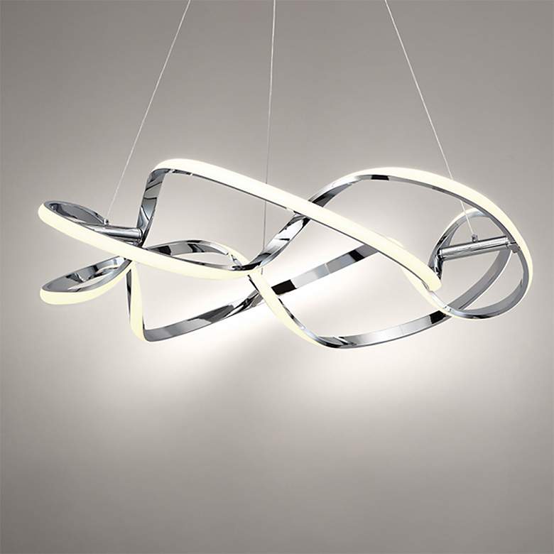 Image 3 dweLED Interlace 28" Wide Chrome LED Pendant Light more views