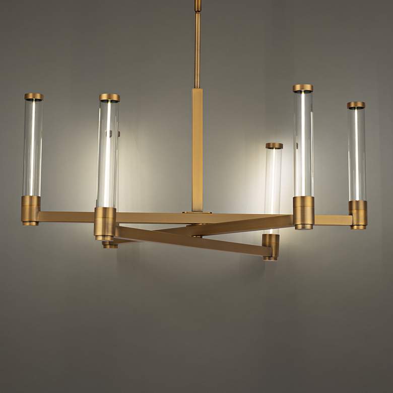 Image 3 dweLED Jedi 27"W Aged Brass LED Chandelier w/ Clear Glass more views