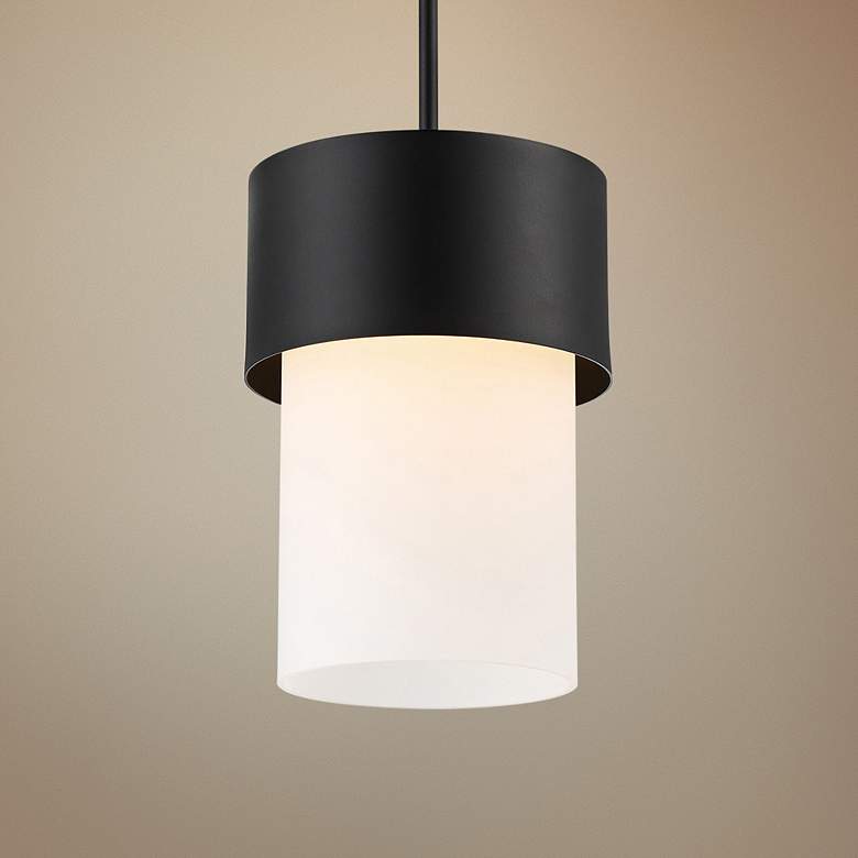 Image 1 dweLED Napa 9" Wide Black and White Modern LED Mini Pendant