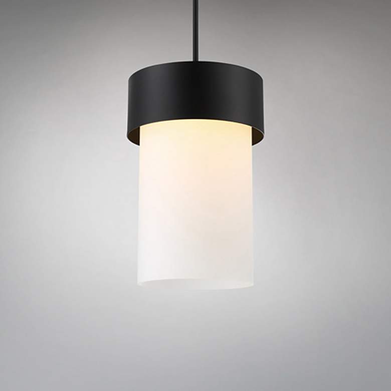 Image 3 dweLED Napa 9" Wide Black and White Modern LED Mini Pendant more views