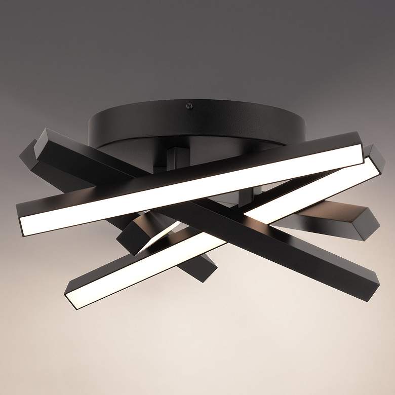 Image 1 DweLED Parallax 16 1/4" Wide Black LED Ceiling Light