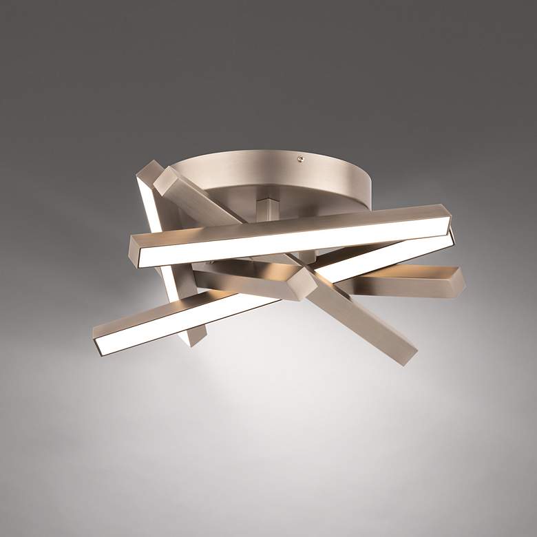 Image 1 DweLED Parallax 16 1/4"W Brushed Nickel LED Ceiling Light