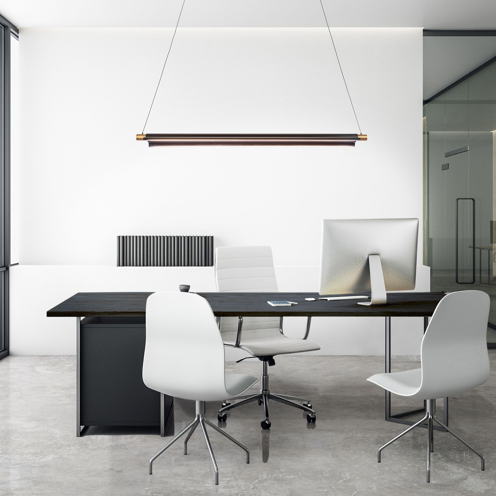 DweLED Pavilion 44 1/4" Wide Black LED Linear Pendant in scene