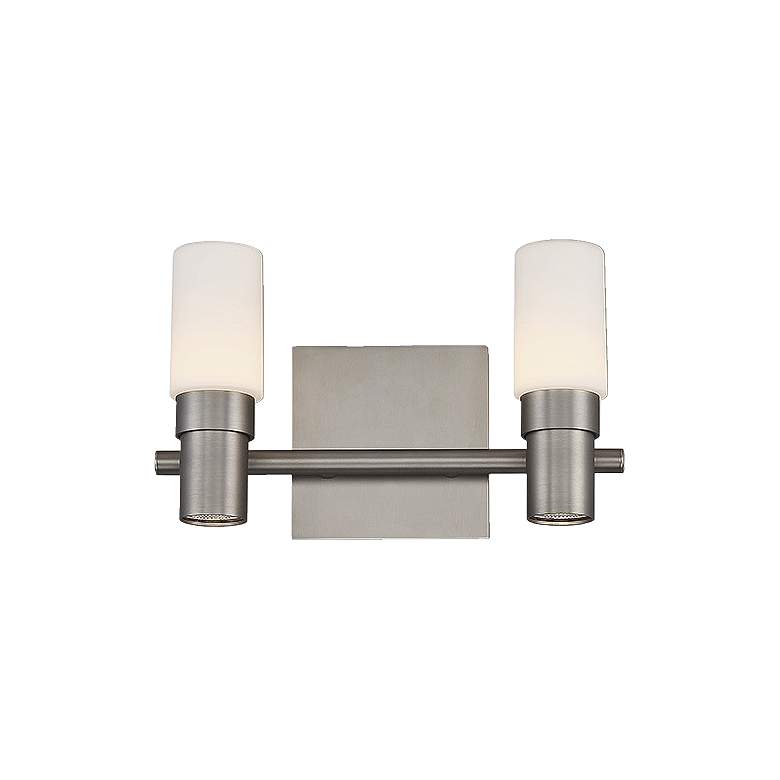 Image 1 dweLED Pillar 6 3/4 inch High Satin Nickel 2-Light LED Wall Sconce
