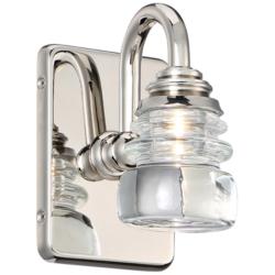 dweLED Rondelle 7 1/4&quot; High Polished Nickel LED Wall Sconce