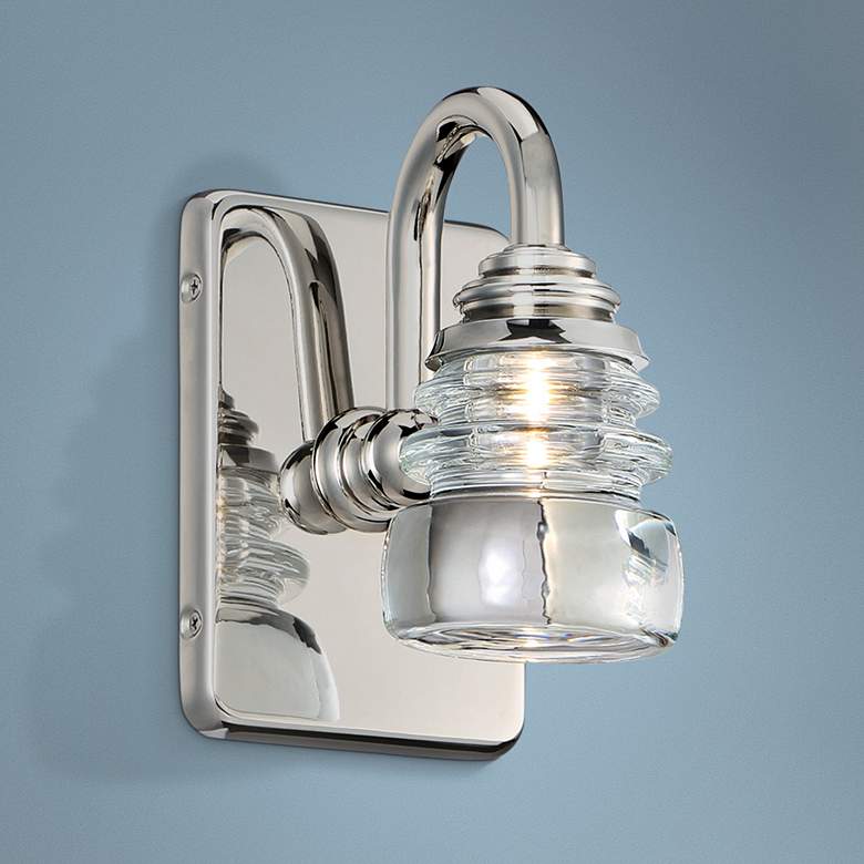 Image 1 dweLED Rondelle 7 1/4" High Polished Nickel LED Wall Sconce