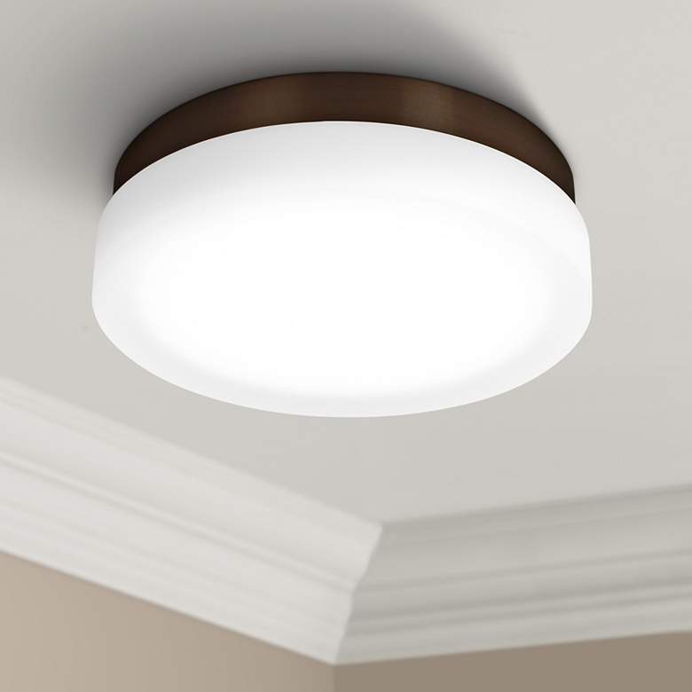 Image 1 dweLED Slice 11" Wide Bronze Round LED Ceiling Light