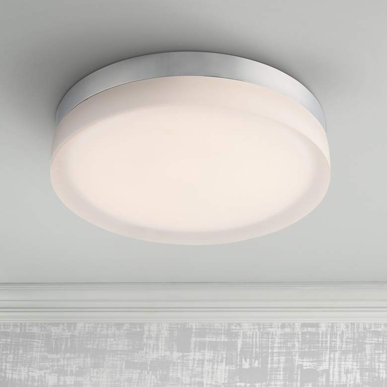 Image 1 dweLED Slice 9" Wide Chrome Round LED Ceiling Light