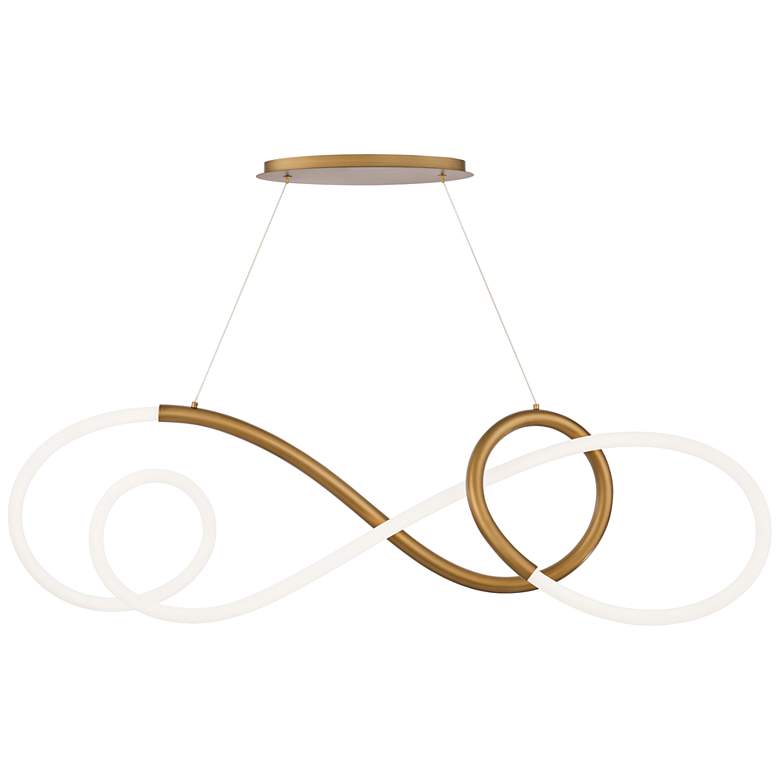 Image 3 dweLED Solo 48" Wide Aged Brass LED Linear Pendant Light