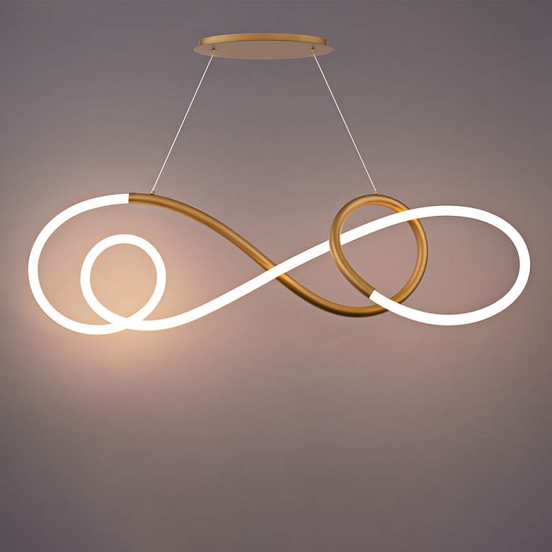 Image 2 dweLED Solo 48" Wide Aged Brass LED Linear Pendant Light