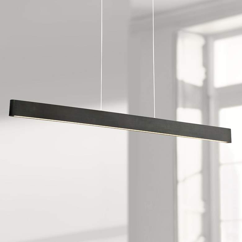 Image 1 dweLED Volo 54 inch Wide Black Bar LED Modern Linear Pendant