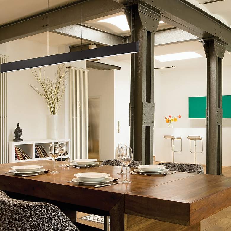 Image 5 dweLED Volo 54" Wide Black Bar LED Modern Linear Pendant more views