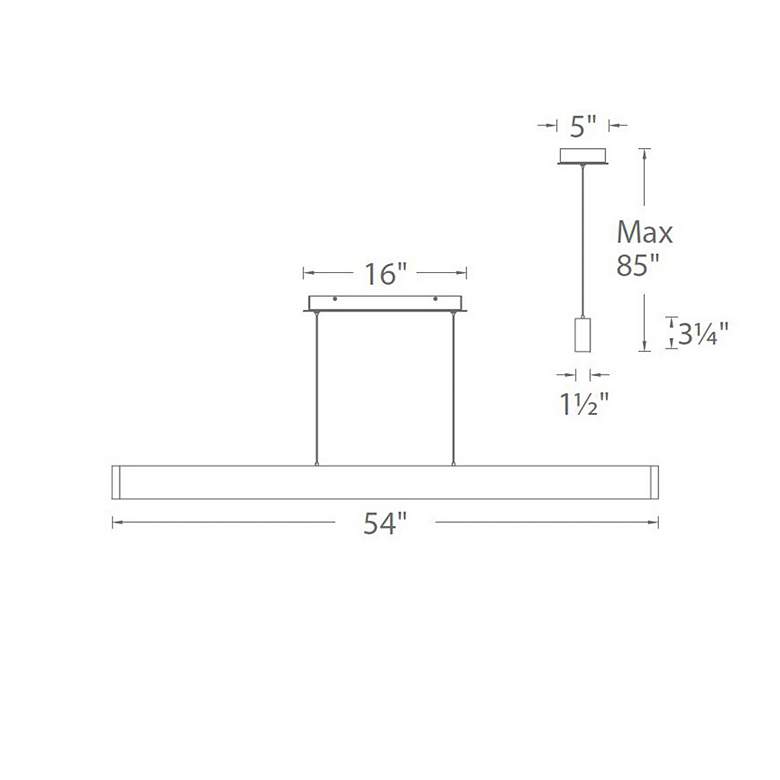 Image 4 dweLED Volo 54" Wide Brushed Aluminum LED Linear Pendant more views