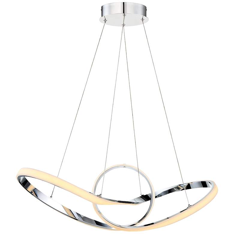 Image 2 dweLED Vornado 35 inch Wide Chrome LED Pendant Light