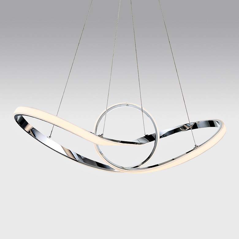 Image 1 dweLED Vornado 35" Wide Chrome LED Pendant Light
