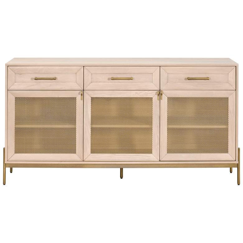 Image 1 Dwell Media Sideboard, Light Honey Oak, Brushed Gold