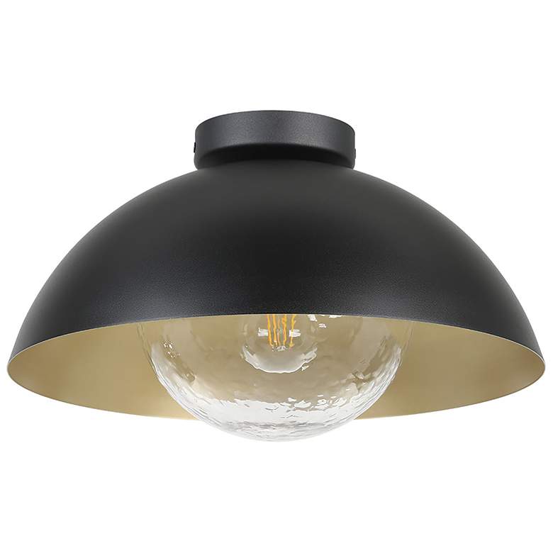 Image 1 Dyal 14.65" Wide Black and Gold Shade Ceiling Light With Clear Glass