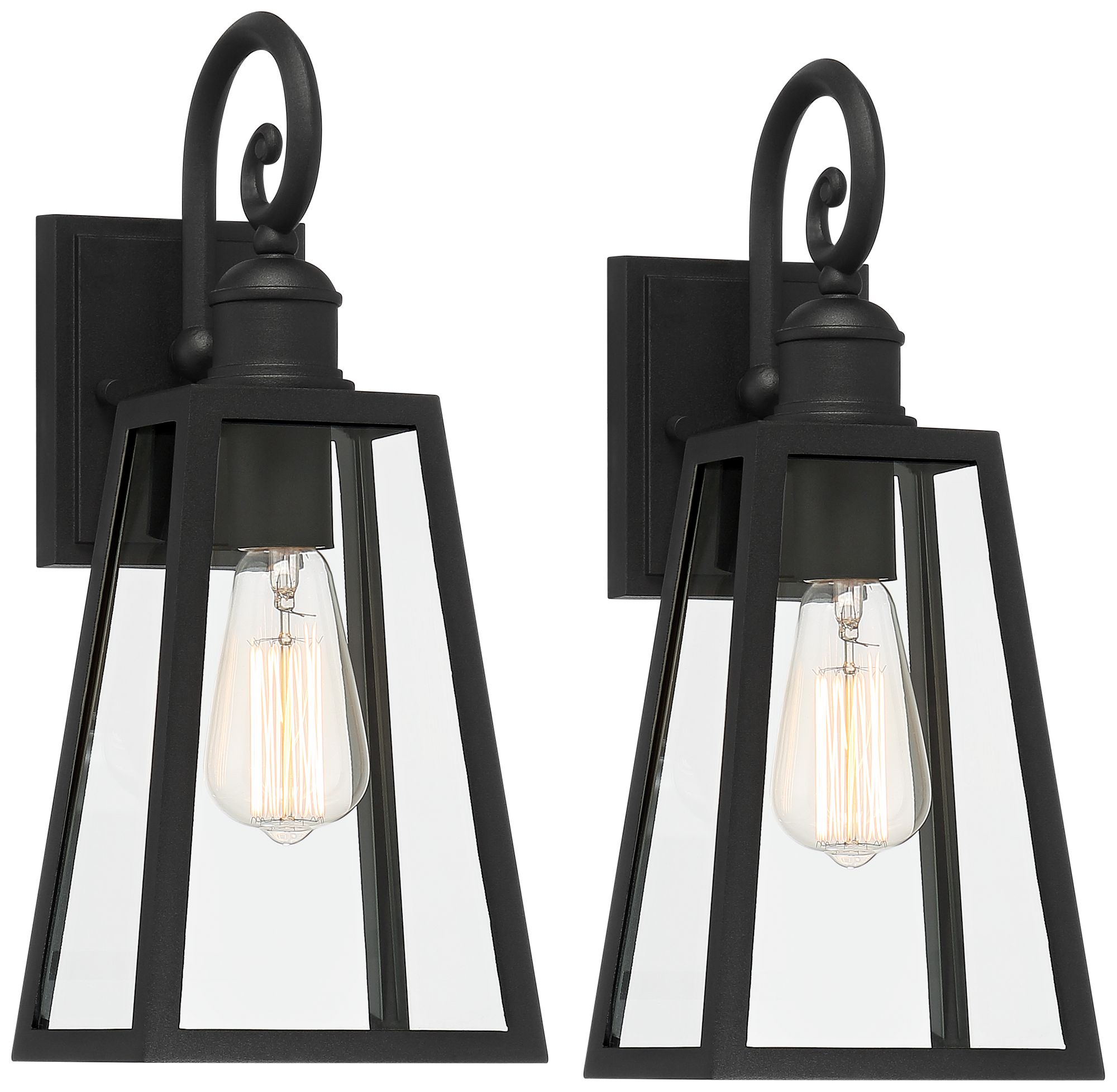 Dyanara 16" High Black Outdoor Wall Light Set of 2