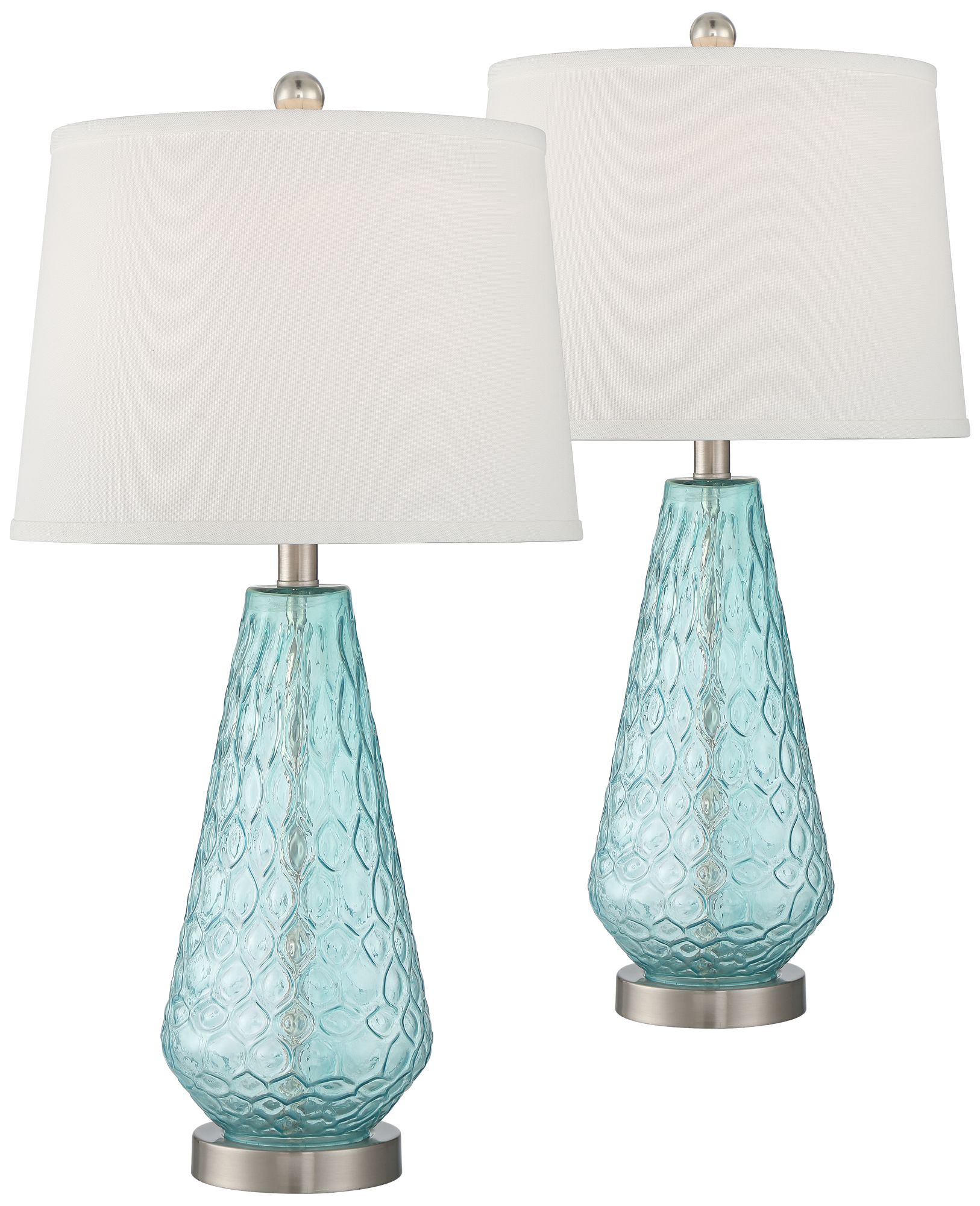 Dylan Blue Glass Coastal Modern Table Lamps Set of 2 87T22 Lamps Plus