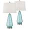 Dylan Blue Glass Table Lamps Set of 2 with Smart Sockets