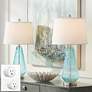 Dylan Blue Glass Table Lamps Set of 2 with Smart Sockets