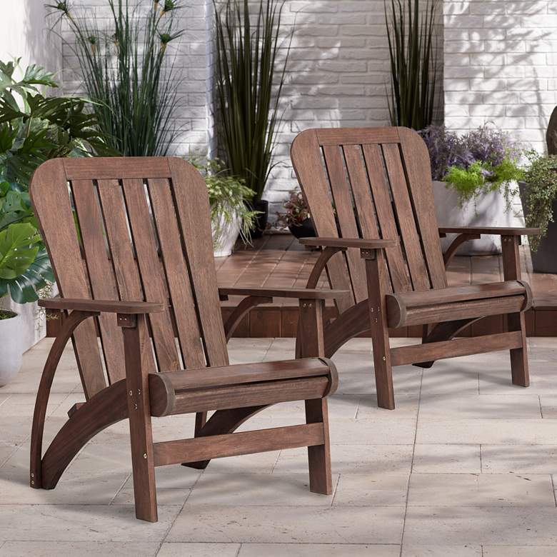 Image 1 Dylan Dark Wood Outdoor Adirondack Chairs Set of 2