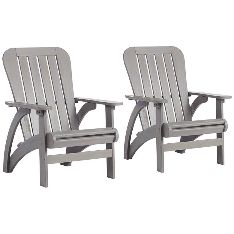 Dylan Gray Wash Wood Porch or Patio Adirondack Chairs Set of 2