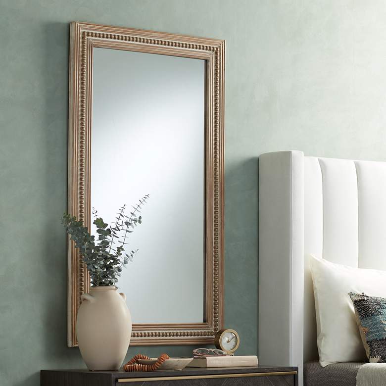 Image 1 Dylann Cream-Washed Wood 28 inchx 47 1/4 inch Rectangular Wall Mirror